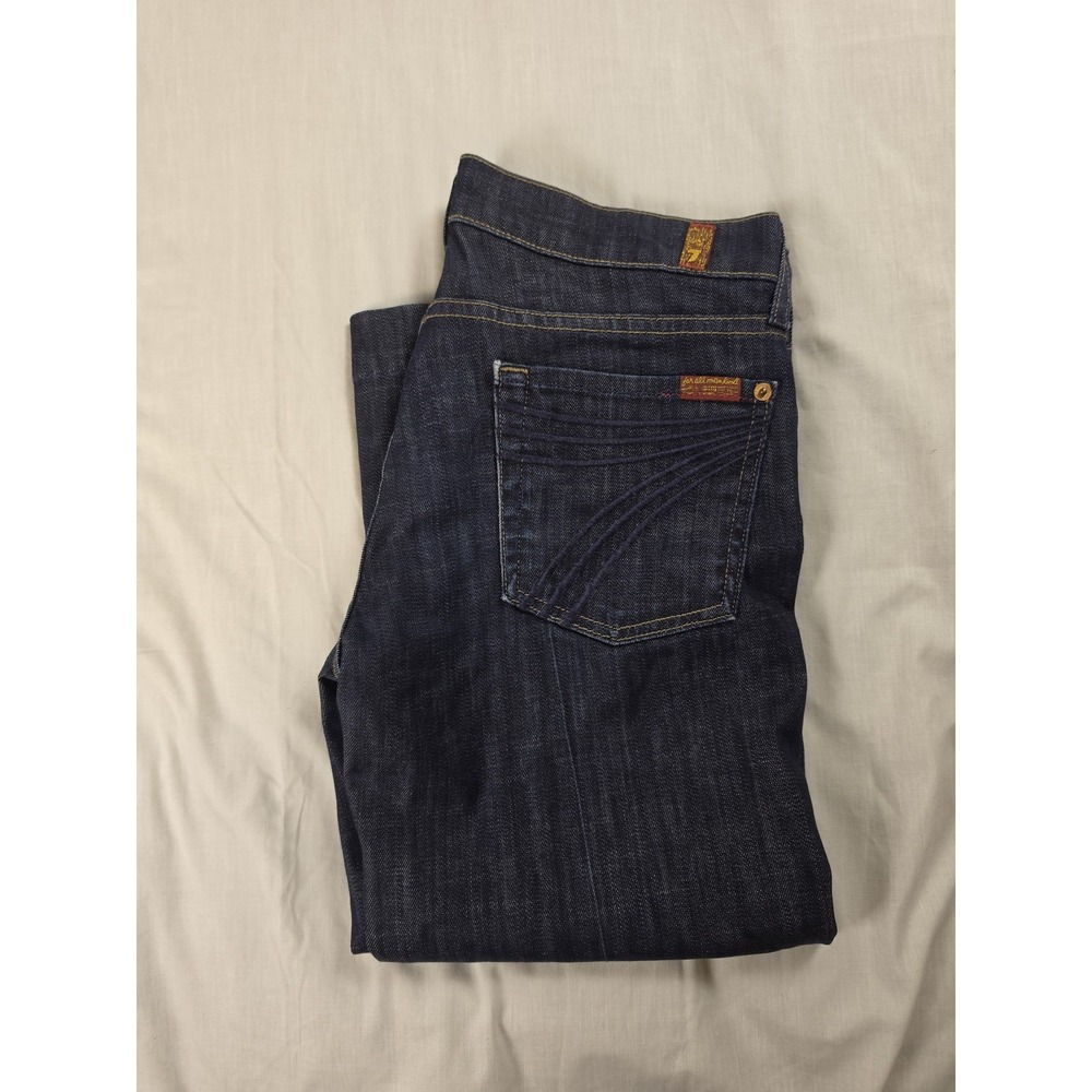 7 For All Mankind Womens 28 Blue Crop Dojo Wide Leg Stretch Denim Jeans P348380S